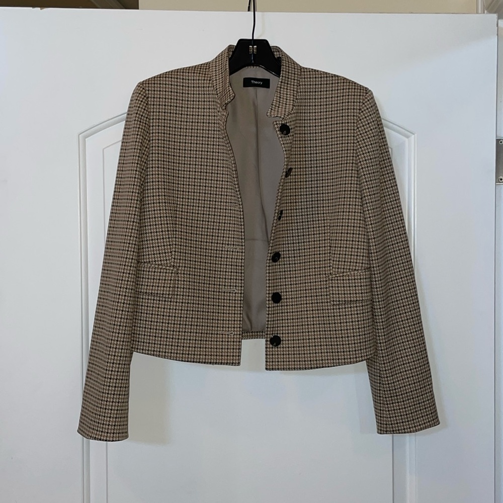 Theory Jacket Utilitarian Houndstooth Jacket Size… - image 1